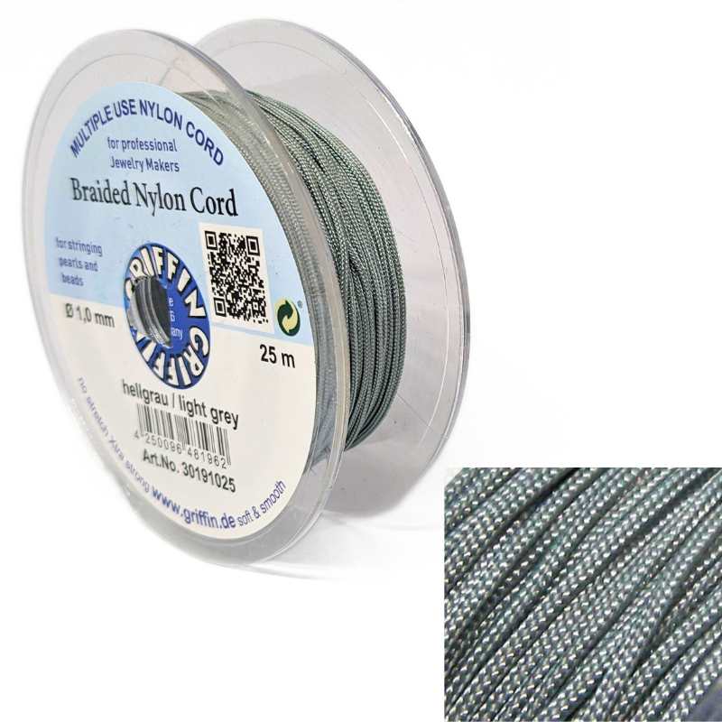Bobina Hilo Trenzado europeo Griffin -1mm - Light Grey x 25mts - - Crystaldreams Abalorios