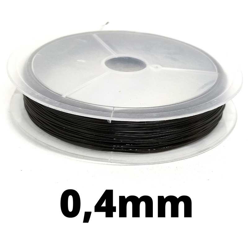 Bobina hilo elástico Negro 0.4mm x 20m - - Crystaldreams Abalorios
