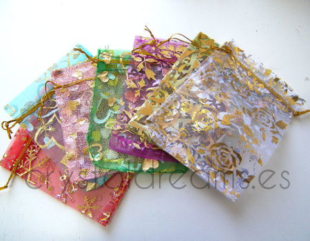 Bolsa de Organza 90x70mm - Fantasy x 10 - - Crystaldreams Abalorios