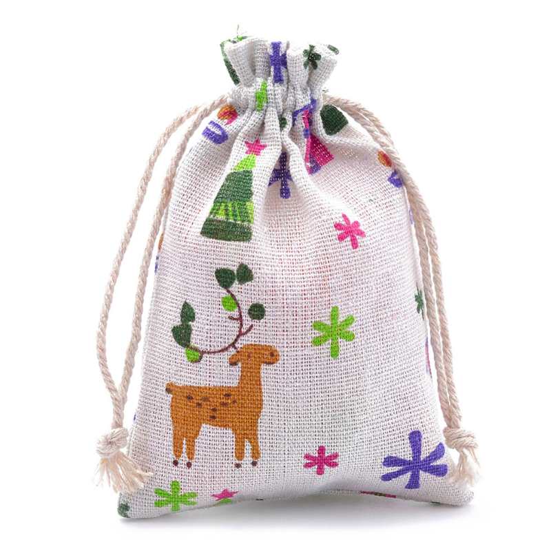 Bolsita de tela 14x10cm con cordon de cierre - Christmas - - Crystaldreams Abalorios