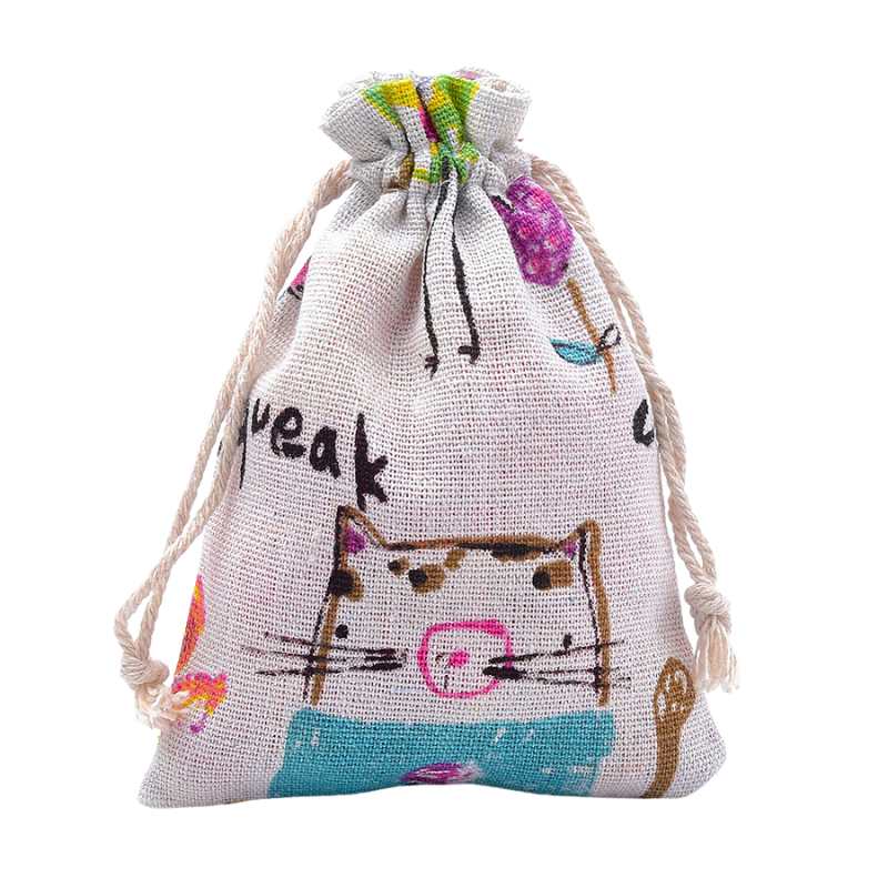 Bolsita de tela 14x10cm con cordon de cierre - Kittens - - Crystaldreams Abalorios