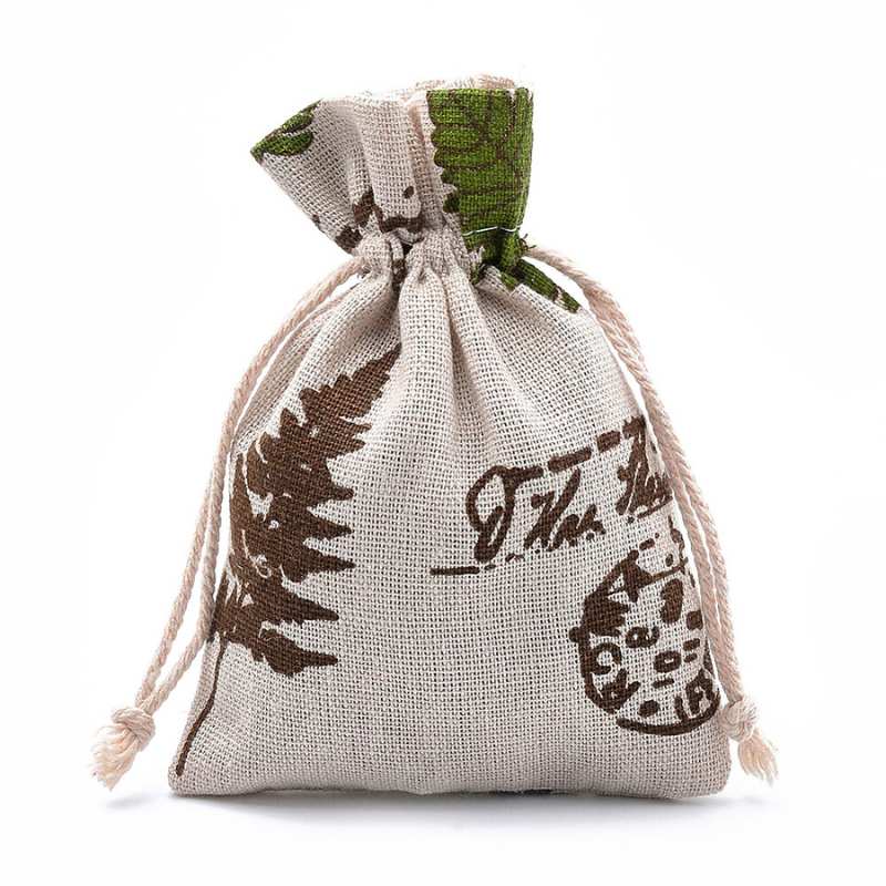 Bolsita de tela 14x10cm con cordon de cierre - Trees - - Crystaldreams Abalorios