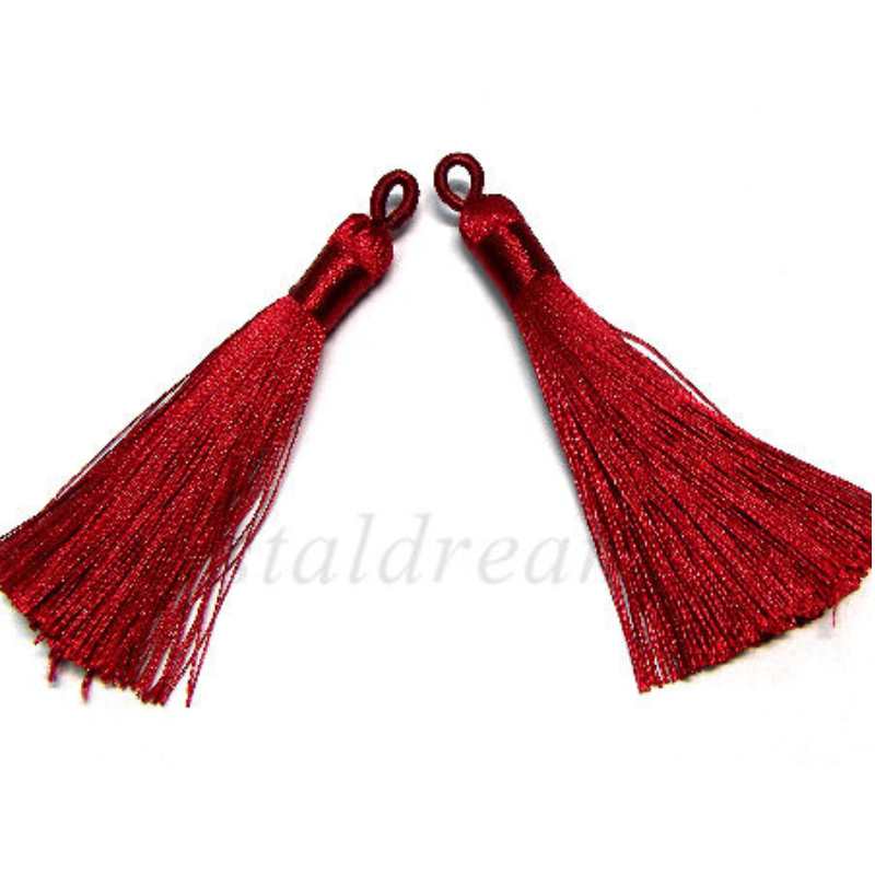 Borla lisa de alta calidad 75mm - Poliester - Dark Red - - Crystaldreams Abalorios