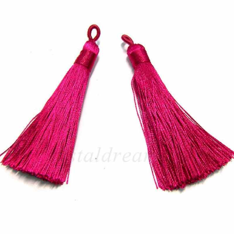 Borla lisa de alta calidad 75mm - Poliester - Fuchsia - - Crystaldreams Abalorios