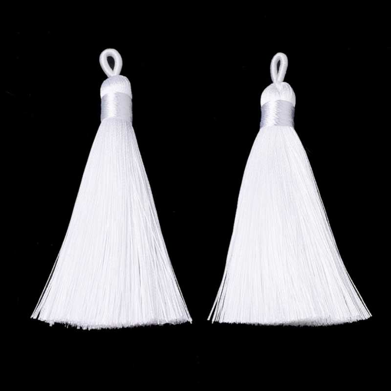 Borla lisa de alta calidad 75mm - Poliester - White - - Crystaldreams Abalorios