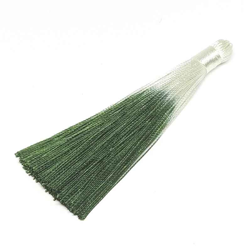 Borla lisa de alta calidad 80mm en Poliester - White/Green - - Crystaldreams Abalorios