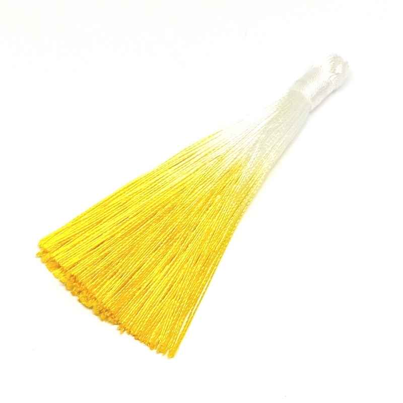 Borla lisa de alta calidad 80mm en Poliester - White/Yellow - - Crystaldreams Abalorios