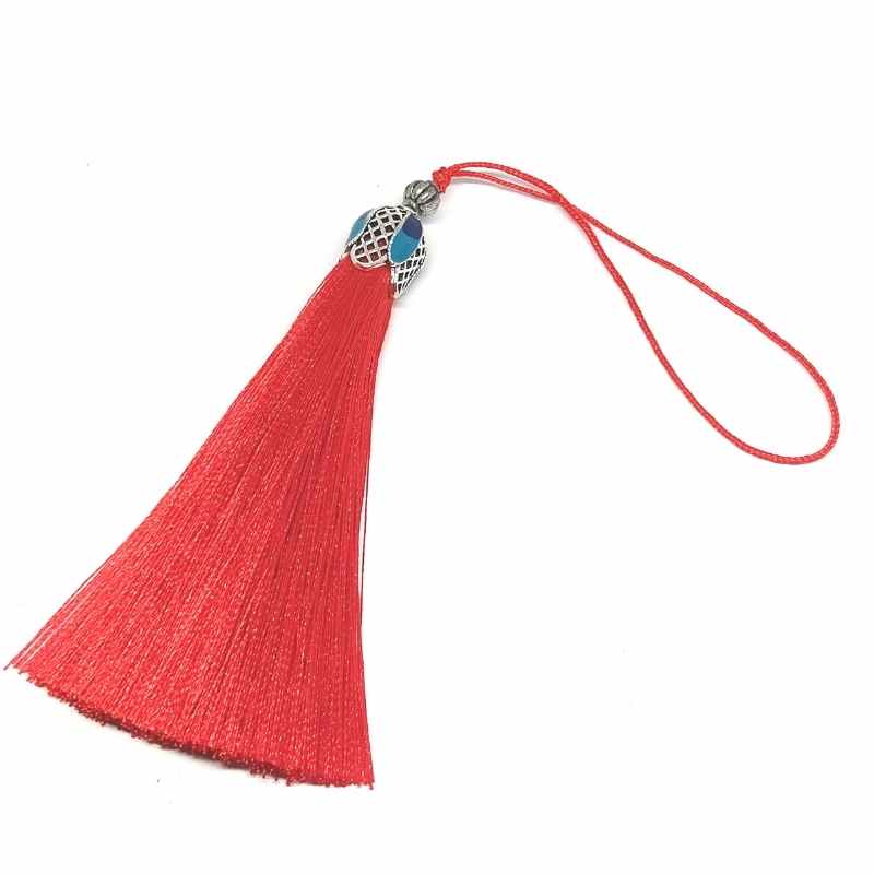 Borla lisa en Poliester con capuchón 85mm - Red - - Crystaldreams Abalorios