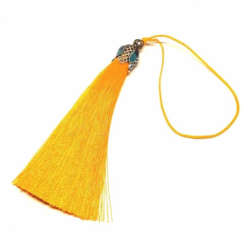 Borla lisa en Poliester con capuchón 85mm - Yellow - - Crystaldreams Abalorios