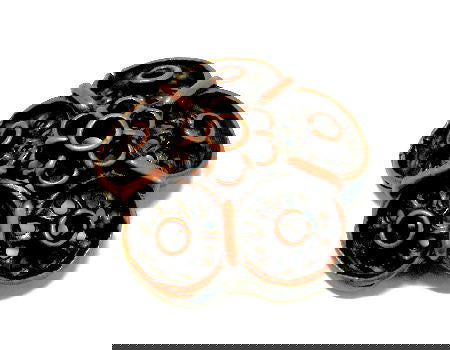 Boton a coser Flor Cobre - piedras PP15 y PP19 - 20mm - - Crystaldreams Abalorios