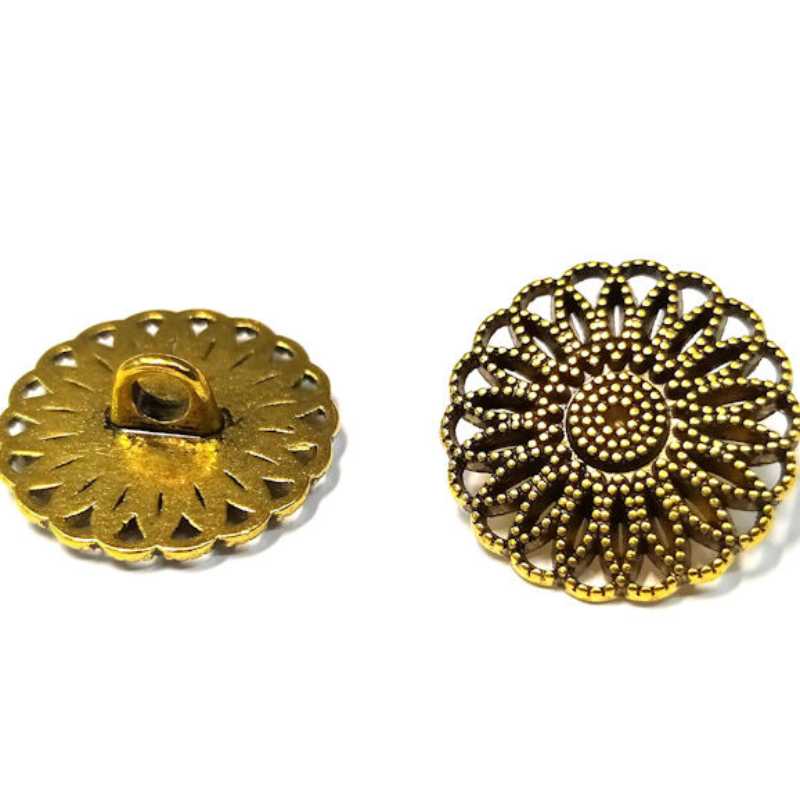 Botón de aleación de metal zinc Antique Gold 17mm - - Crystaldreams Abalorios