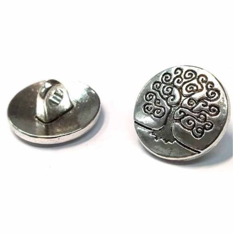 Botón de aleación de metal zinc Round Antique Silver 14,5mm - - Crystaldreams Abalorios