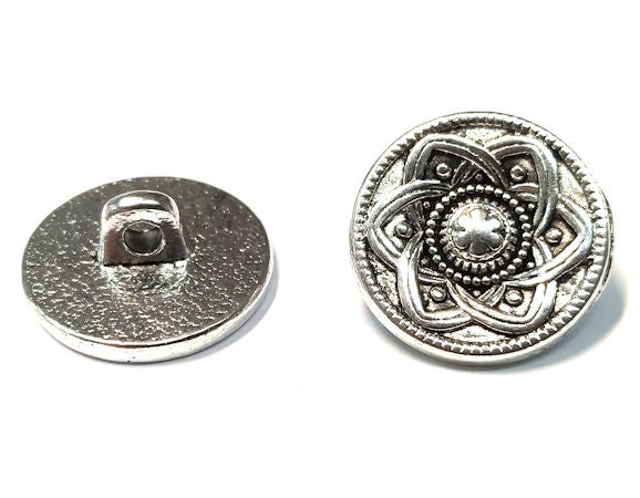 Botón de aleación de metal zinc Round Antique Silver 15mm - - Crystaldreams Abalorios