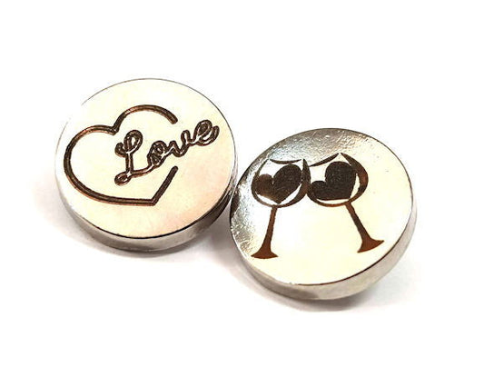 Botón de aleación de metal zinc Round Platinum 15mm - - Crystaldreams Abalorios