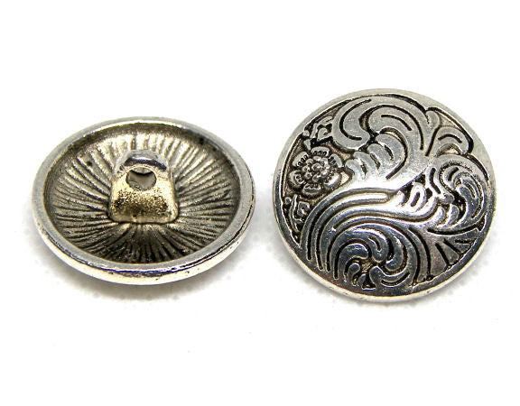 Botón de aleación metal zinc Antique Silver Timber 18mm - - Crystaldreams Abalorios