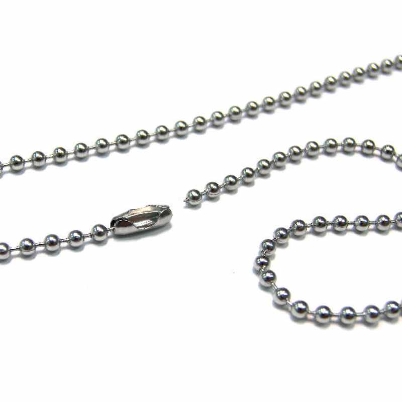 Cadena Bolitas Acero Inoxidable de 45cm completa de cierre - - Crystaldreams Abalorios