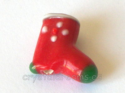 Calcetin de navidad de vidrio 17x17mm Agujero: 2mm - - Crystaldreams Abalorios