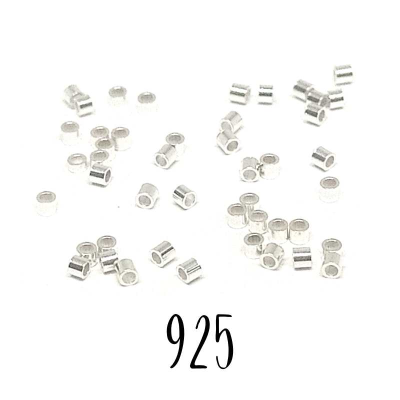 Chafa cilindrica en plata de ley 925 lisa 1,1mm 90 unidades - - Crystaldreams Abalorios
