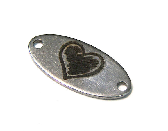 Chapa Oval grabada de Acero Inox 17x8mm Agujeros 1mm - - Crystaldreams Abalorios