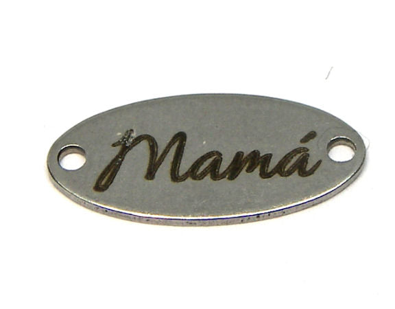 Chapa Oval grabada de Acero Inox 17x8mm Agujeros 1mm Mamá 5 - - Crystaldreams Abalorios