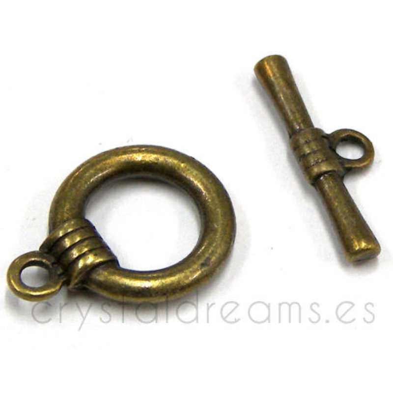 Cierre Aro y barrita - 18x14mm - Old Bronze - - Crystaldreams Abalorios