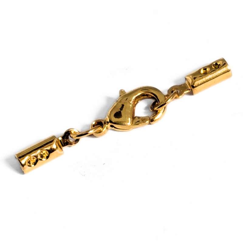 Cierre Dorado Mosqueton 35mm Terminal x cuerdas de 2mm - - Crystaldreams Abalorios