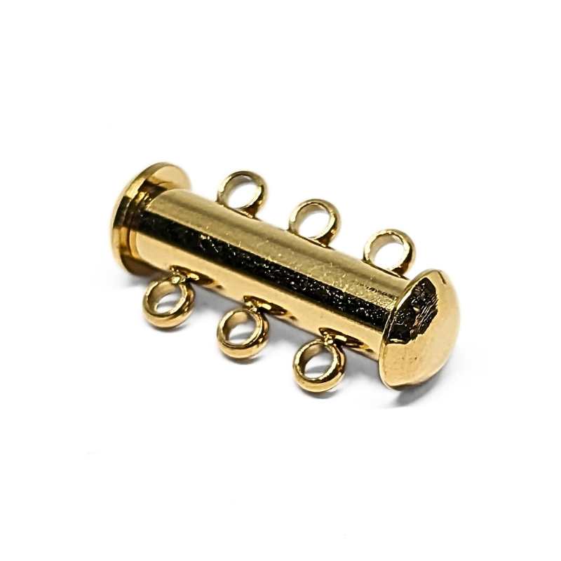 Cierre Enganche Acero Inoxidable Dorado presión 6 anillas 20x6mm - - Crystaldreams Abalorios