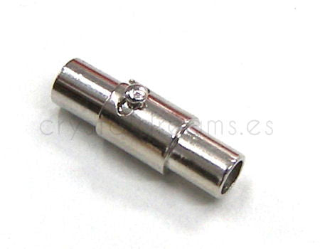 Cierre Magnetico con Seguro - 15x5mm - Agujero: 3mm - Platinum - - Crystaldreams Abalorios