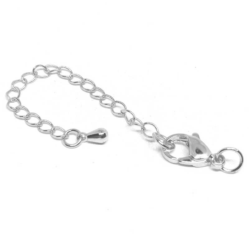 Cierre Mosqueton con cadena de extension 60mm Color Silver - - Crystaldreams Abalorios