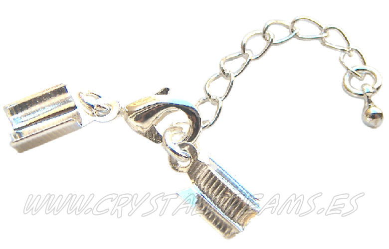 Cierre Mosqueton con terminales, cadena y colgante Plateado - - Crystaldreams Abalorios