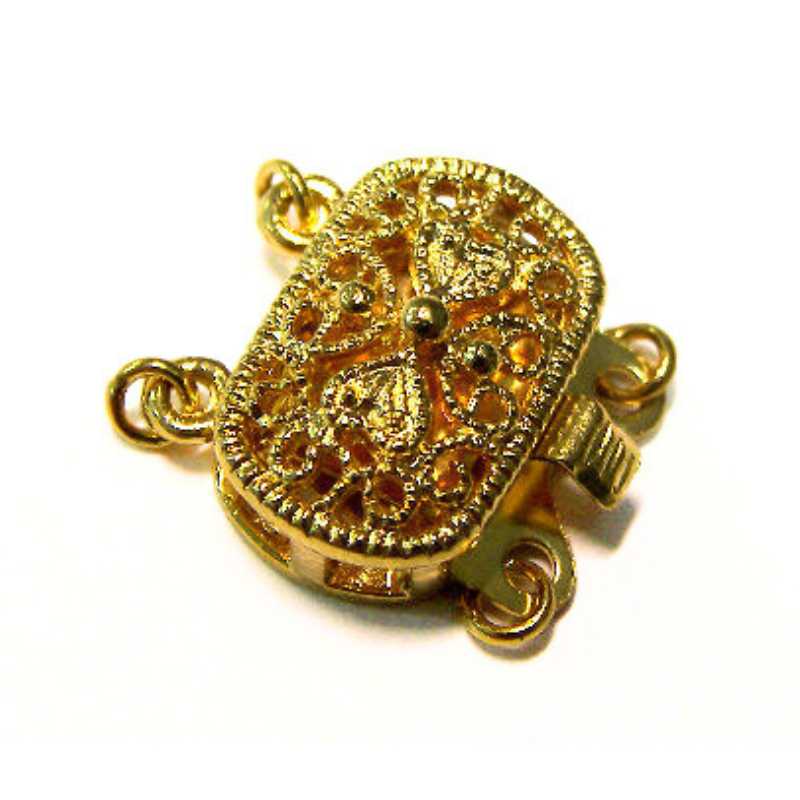 Cierre a Enganche - 14x9mm - 4 anillas - Golden - - Crystaldreams Abalorios