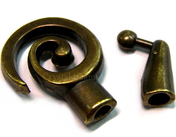 Cierre a Enganche - Bronce Antiguo - 25x13mm - Agujero 4mm - - Crystaldreams Abalorios