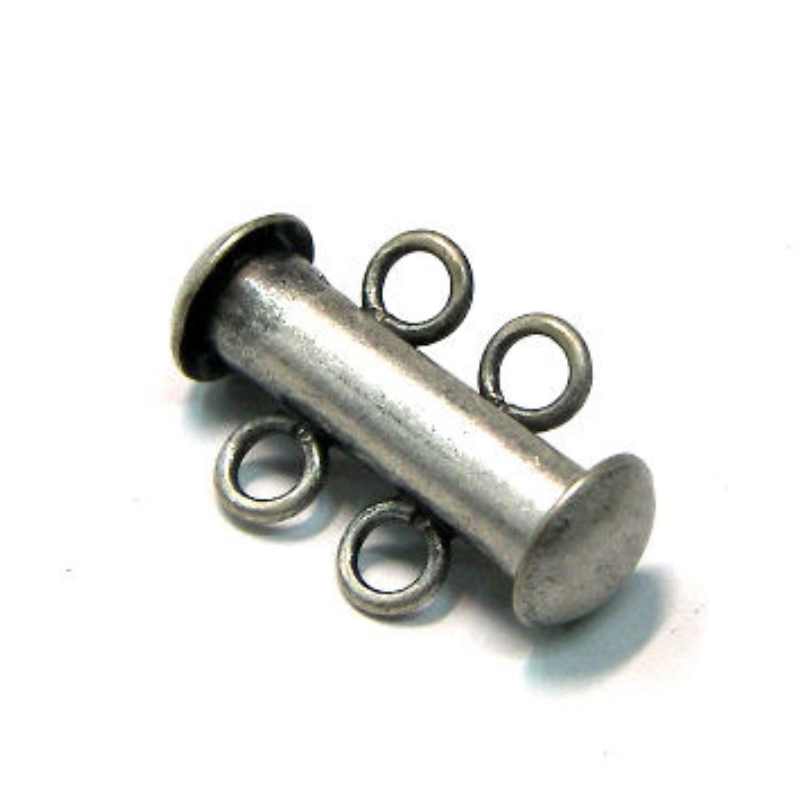 Cierre a Enganche a presión 4 anillas 15x6mm - Old Silver - - Crystaldreams Abalorios