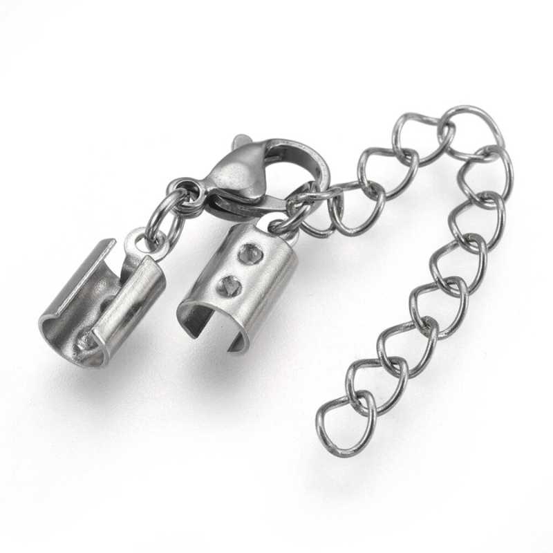 Cierre acero inox 36mm para cordones de 5mm extensión 43mm - - Crystaldreams Abalorios