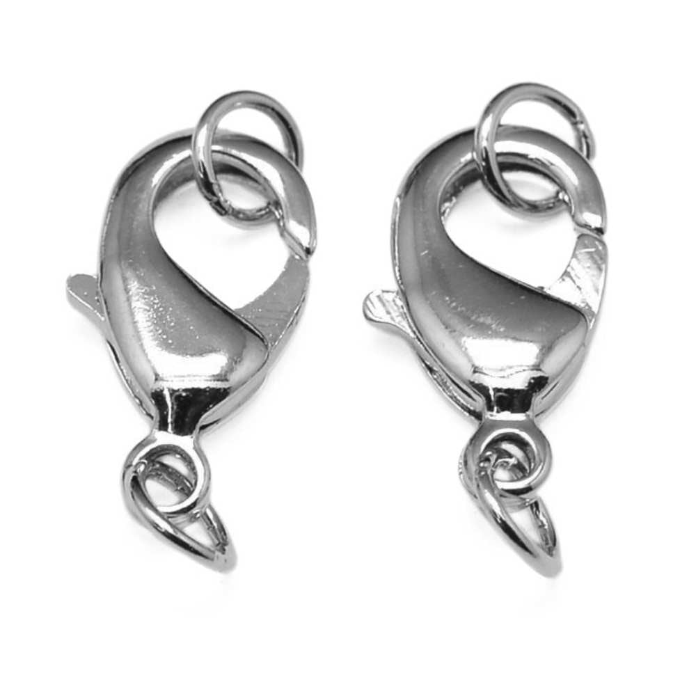 Cierre mosqueton 12mm - 2 anillas incluidas - Platinum - - Crystaldreams Abalorios