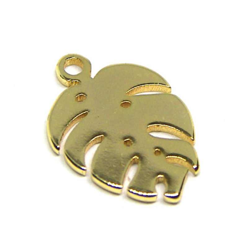 Colgante Acero inox 304 "Hoja" Golden - 13x9mm Agujero:1mm - - Crystaldreams Abalorios