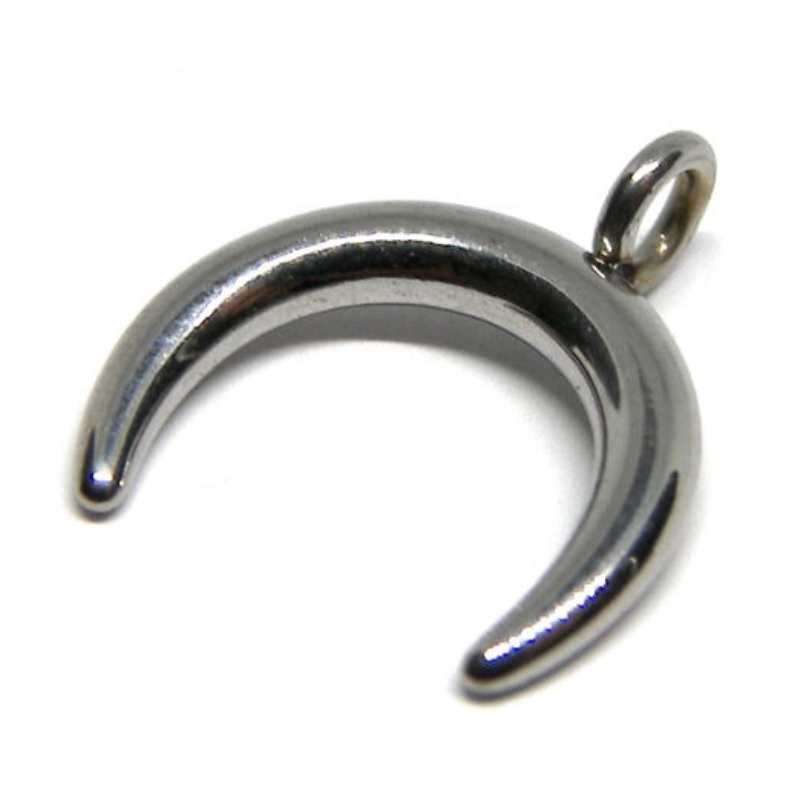Colgante Acero inox 304 "Horn" Platinum - 16x14mm Agujero:2mm - - Crystaldreams Abalorios