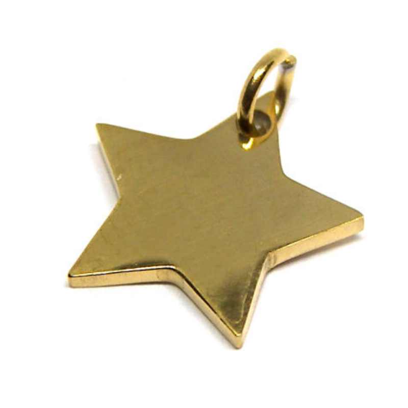 Colgante Acero inox 304 "Star" Golden - 12mm Agujero:2mm - - Crystaldreams Abalorios