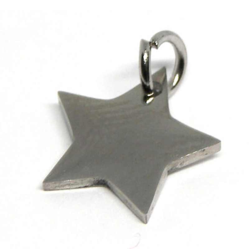 Colgante Acero inox 304 "Star" Platinum - 12mm Agujero:2mm - - Crystaldreams Abalorios