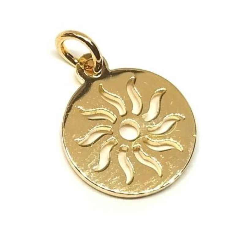 Colgante Acero inox 304 "Sun" Golden - 14x12mm Agujero:3mm - - Crystaldreams Abalorios