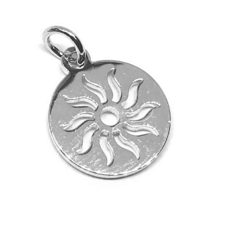Colgante Acero inox 304 "Sun" Platinum - 14x12mm Agujero:3mm - - Crystaldreams Abalorios