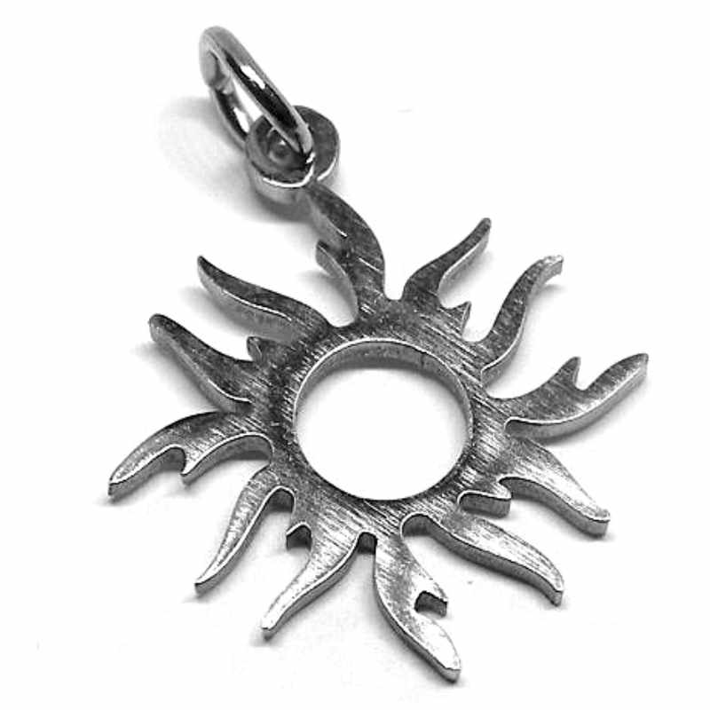 Colgante Acero inox 304 "Sun" Platinum - 16mm Agujero:3mm - - Crystaldreams Abalorios