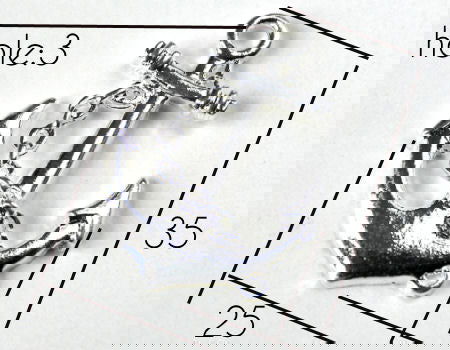 Colgante "Ancla" - 35x25x3mm - Agujero: 3mm - Plateado - - Crystaldreams Abalorios