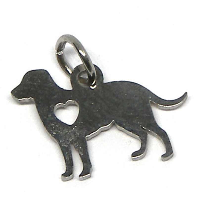 Colgante Chapa de acero inox 304 DOG - 15x11mm Agujero:2,5mm - - Crystaldreams Abalorios