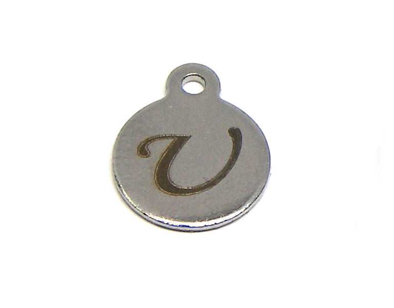 Colgante Letra de acero inox 304 10mm Agujero:1mm U - - Crystaldreams Abalorios