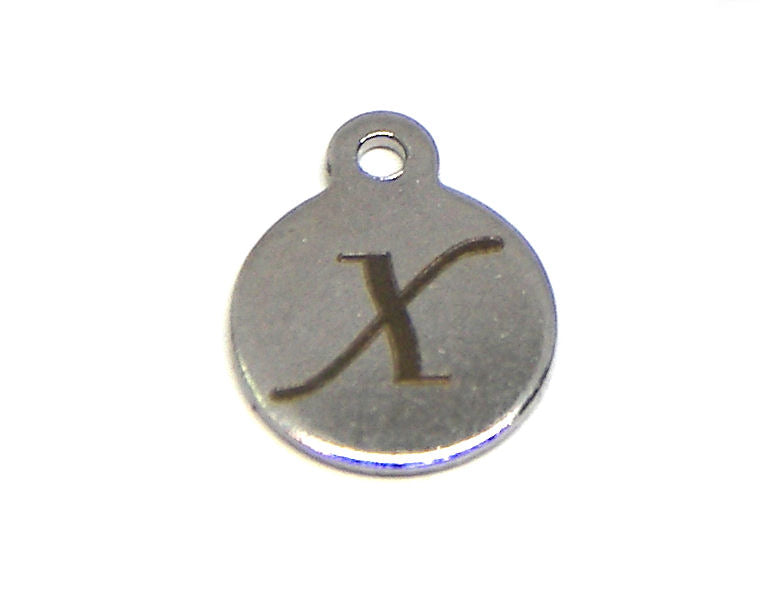 Colgante Letra de acero inox 304 10mm Agujero:1mm X - - Crystaldreams Abalorios
