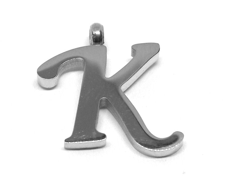 Colgante Letra de acero inox 304 16~19x6~19x2mm Agujero:2mm K - - Crystaldreams Abalorios