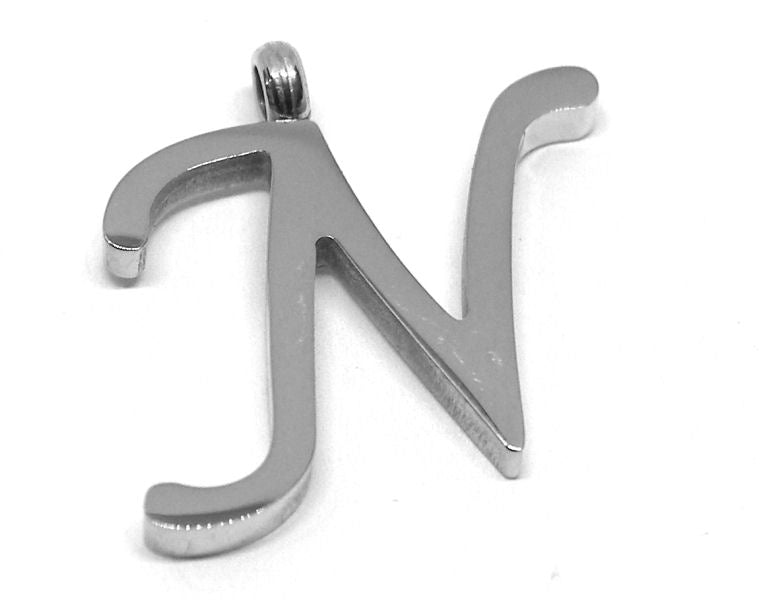 Colgante Letra de acero inox 304 16~19x6~19x2mm Agujero:2mm N - - Crystaldreams Abalorios