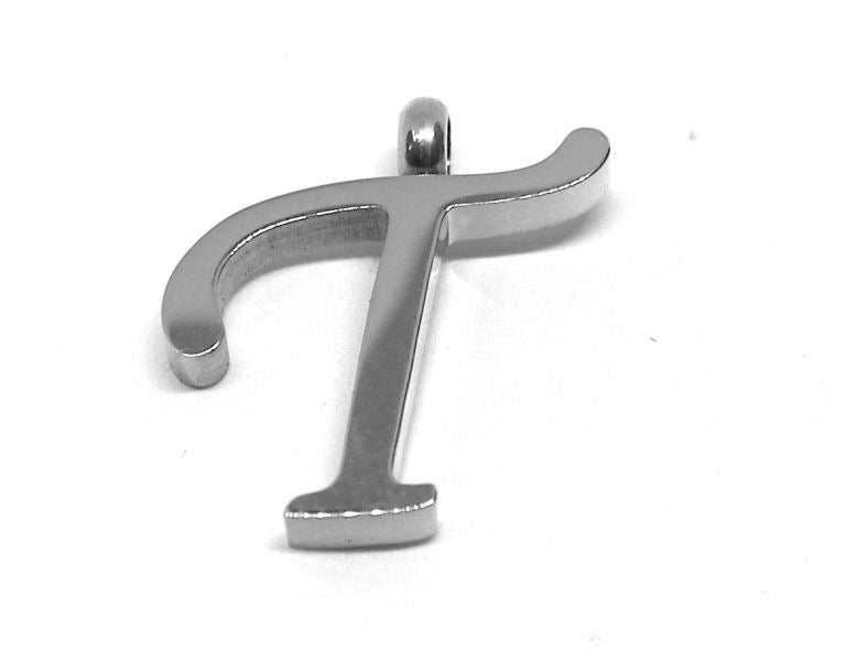 Colgante Letra de acero inox 304 16~19x6~19x2mm Agujero:2mm T - - Crystaldreams Abalorios
