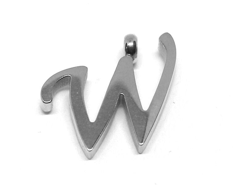 Colgante Letra de acero inox 304 16~19x6~19x2mm Agujero:2mm W - - Crystaldreams Abalorios